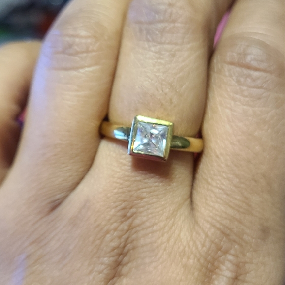 Vintage Princess Cut Solitaire Vermeil Sz 8 Ring (approx 2 ct tw) - Picture 5 of 9